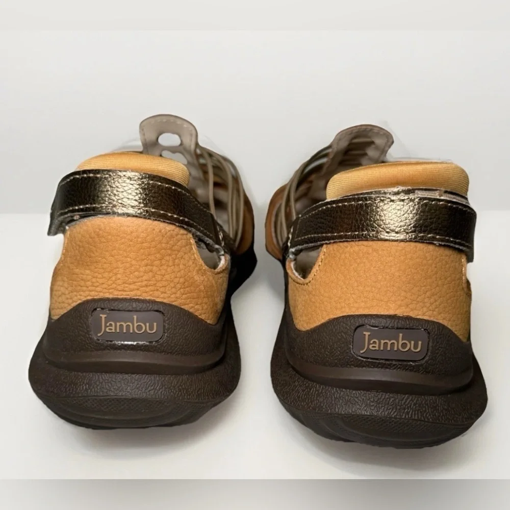 Relax Foam Jambu Women's Chestnut Closed Toe Leather Sandals Shoes Brown Tan 8 - Picture 5 of 9